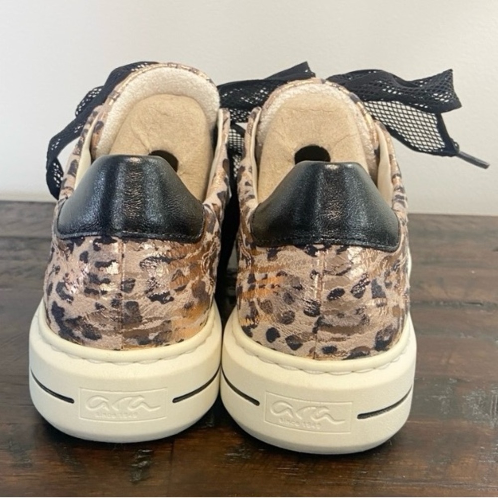 Ara Charles Puder Leopard Print Sneakers Metallic Gold Black Women’s UK 4/US 6 - Picture 4 of 11